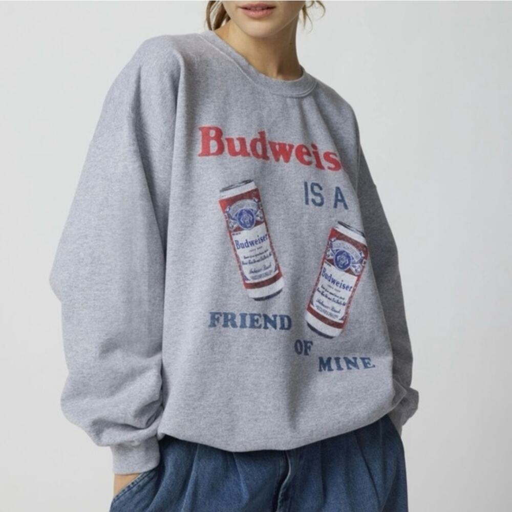 Budweiser Junk Food Sweatshirt Pullover Gray Small